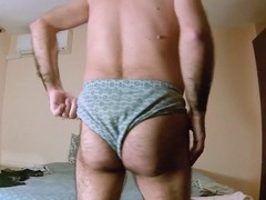 Earl Smile in panties showing off his hairy mature body in homemade gay content