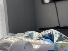 Spunking in foreskin using vibrater