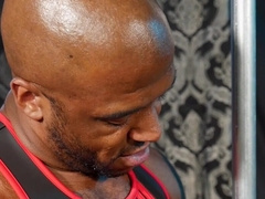 Ebony master ass fucks his slave so hard that the guy falls exhausted