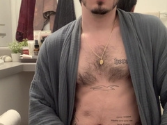 Bulbous in my bathrobe and wanking off