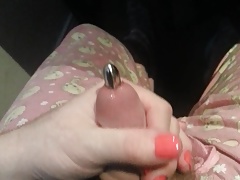 Charlotte sounding her cock 12mm with gel nails