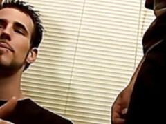 Two straight dudes stroking their cocks until spilling cum