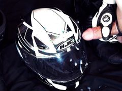 Biker masturbate and cum on his helmet