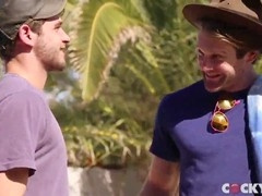 Colby Keller, Duncan Dark-Hued, and Justin Matthews in Gay Anal Group Play