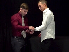 Innocent-looking nerd is getting banged by businessmen