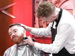 Barber Logan Bell shaves and fist fucks Nathan Daniels