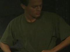 Military hunk wakes up in the middle of the night to jack his cock