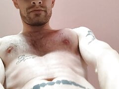 Hairy daddy flexing and showing off