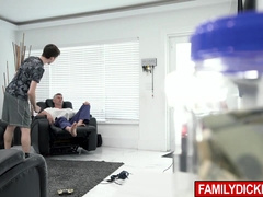 Virginal Youngster Deepthroating Father's Rod and Gets Nailed