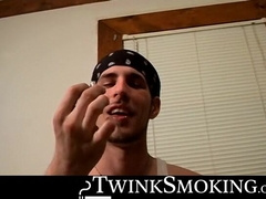 Hardcore stroking and smoking session on the couch by straight buddies Chain and Benz