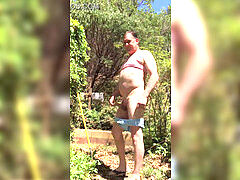 Dad/mature adam longrod too sizzling doing yard work- undresses to sports bra/shorts