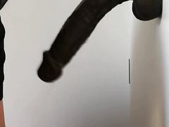 Blowjob training with black dildo