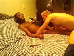 Bearded big black cock tears up white dude