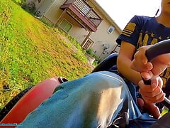 Cum and Piss All Over Myself While Riding My Lawn Mower