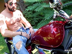 Maskurbate Hunky Biker Jerks Dick Outside