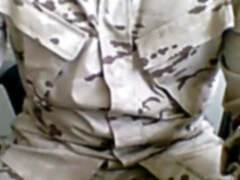 heterosexual military boy demonstrates at work