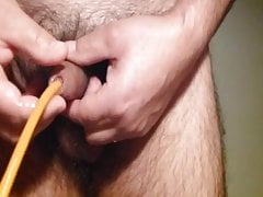 Hard cum and pissing togheter with a CH 24 Foley catheter