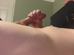 Solo fellow eyeing porno, edging and money-shot