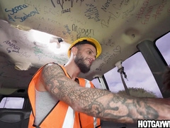 Construction employee gets tricked into gaymale fuckfest
