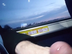 Jerking off on the bus. Big cum shot. Suit 7