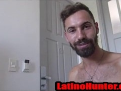 Watch hairy Latino take big cock bareback
