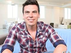 Well-built hunk salivates over this black monster dick