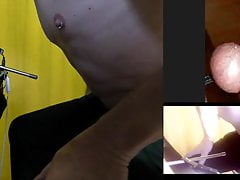 wide steel rod electrode inside cock webcam tchat masturb