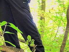 Striptease in the public forest