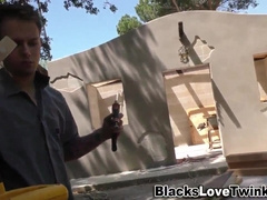 Dark-Hued Workman Shoots A Load On Bum