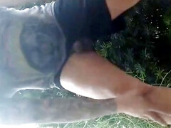 Showing off in the backyard