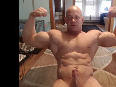 Body builder, bald guy, fill my mouth