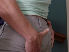 Appealing guys use the stairs as their playground for naughty sex