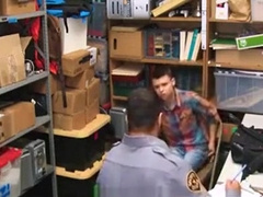 Gay bear security guard teaches twink a lesson for dtealing