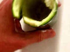 Fucking a pussy farting zucchini and cumming inside