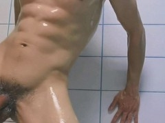 Big dick guy getting steamy in bathroom with hot gay guys