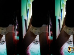 ALEJANDRO MISTRAL moves his hard-on in white lingerie