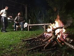 At campfire hot blowjob and ass fucked