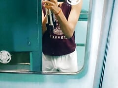 Masterbate in train public flashing dick