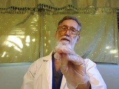 Furry doctor gives hairy patient a thorough check-up