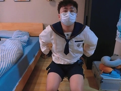 Fellow in sailor suit jizzes on camera