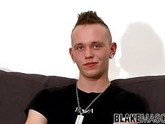 Young British twink with mohawk haircut Marco jerks off hard