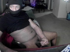 BIG BLACK COCK shooting scorching spunk on webcam