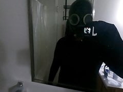 Bath in Zentai and Gas Mask