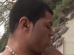 Two horny Brazilians enjoying fucking bareback on the beach