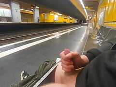 Quickly jerked off in public at the train station pt. 2 - U-Bahnstation Edition