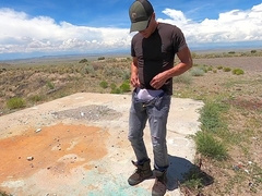 Urinating denim in public and flooding a pair of work shoes