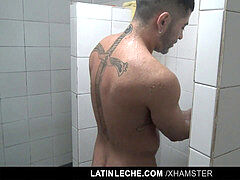 large Latinos smash In Gym bathroom