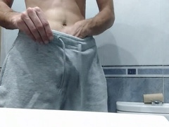 Handsome Korean guy skips underwear, takes a bathroom break, and ventures out onto the street