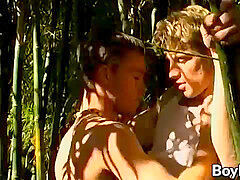 lean youngster banged until cumming after outdoor blowjob