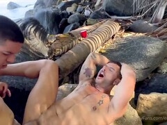Wild beach sex with Rudy Gram getting pounded and blown in public
